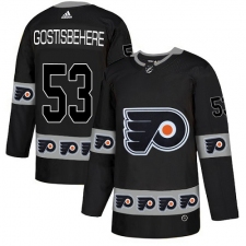 Men's Adidas Philadelphia Flyers #53 Shayne Gostisbehere Authentic Black Team Logo Fashion NHL Jersey