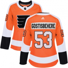 Women's Adidas Philadelphia Flyers #53 Shayne Gostisbehere Authentic Orange Home NHL Jersey