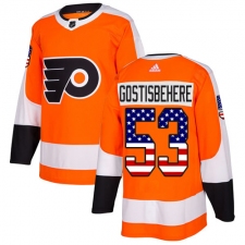 Youth Adidas Philadelphia Flyers #53 Shayne Gostisbehere Authentic Orange USA Flag Fashion NHL Jersey