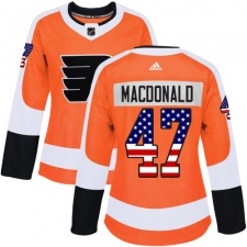 Women's Adidas Philadelphia Flyers #47 Andrew MacDonald Authentic Orange USA Flag Fashion NHL Jersey