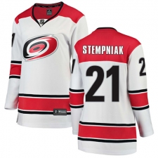 Women's Carolina Hurricanes #21 Lee Stempniak Authentic White Away Fanatics Branded Breakaway NHL Jersey