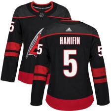 Women's Adidas Carolina Hurricanes #5 Noah Hanifin Authentic Black Alternate NHL Jersey