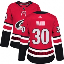 Women's Adidas Carolina Hurricanes #30 Cam Ward Premier Red Home NHL Jersey