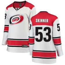 Women's Carolina Hurricanes #53 Jeff Skinner Authentic White Away Fanatics Branded Breakaway NHL Jersey