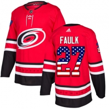 Men's Adidas Carolina Hurricanes #27 Justin Faulk Authentic Red USA Flag Fashion NHL Jersey