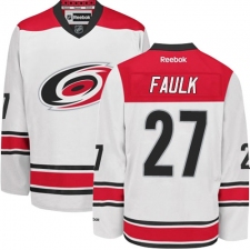 Men's Reebok Carolina Hurricanes #27 Justin Faulk Authentic White Away NHL Jersey