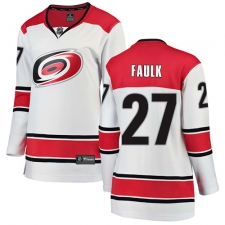 Women's Carolina Hurricanes #27 Justin Faulk Authentic White Away Fanatics Branded Breakaway NHL Jersey