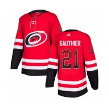 Men's Adidas Carolina Hurricanes #21 Julien Gauthier Authentic Red Drift Fashion NHL Jersey