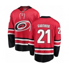 Men's Carolina Hurricanes #21 Julien Gauthier Authentic Red Home Fanatics Branded Breakaway NHL Jersey