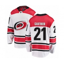 Men's Carolina Hurricanes #21 Julien Gauthier Authentic White Away Fanatics Branded Breakaway NHL Jersey