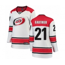 Women's Carolina Hurricanes #21 Julien Gauthier Authentic White Away Fanatics Branded Breakaway NHL Jersey