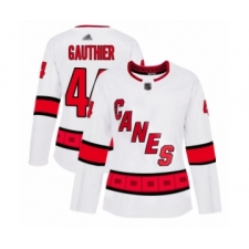 Women's Carolina Hurricanes #44 Julien Gauthier Authentic White Away Hockey Jersey