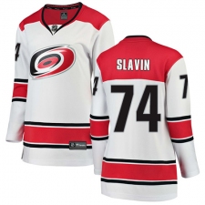 Women's Carolina Hurricanes #74 Jaccob Slavin Authentic White Away Fanatics Branded Breakaway NHL Jersey