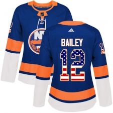 Women's Adidas New York Islanders #12 Josh Bailey Authentic Royal Blue USA Flag Fashion NHL Jersey