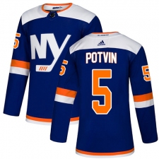 Men's Adidas New York Islanders #5 Denis Potvin Premier Blue Alternate NHL Jersey