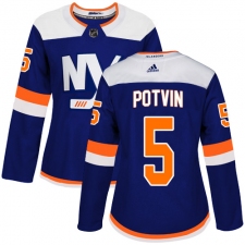 Women's Adidas New York Islanders #5 Denis Potvin Premier Blue Alternate NHL Jersey