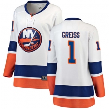 Women's New York Islanders #1 Thomas Greiss Fanatics Branded White Away Breakaway NHL Jersey