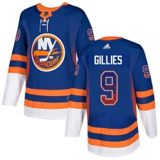Men's Adidas New York Islanders #9 Clark Gillies Authentic Royal Blue Drift Fashion NHL Jersey