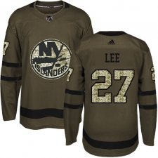 Men's Adidas New York Islanders #27 Anders Lee Premier Green Salute to Service NHL Jersey