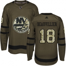 Men's Adidas New York Islanders #18 Anthony Beauvillier Authentic Green Salute to Service NHL Jersey