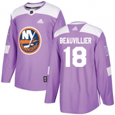 Men's Adidas New York Islanders #18 Anthony Beauvillier Authentic Purple Fights Cancer Practice NHL Jersey
