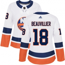 Women's Adidas New York Islanders #18 Anthony Beauvillier Authentic White Away NHL Jersey