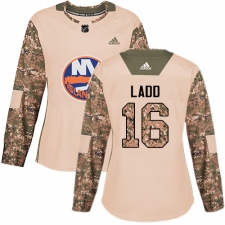 Women's Adidas New York Islanders #16 Andrew Ladd Authentic Camo Veterans Day Practice NHL Jersey