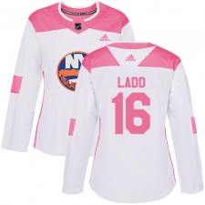 Women's Adidas New York Islanders #16 Andrew Ladd Authentic White/Pink Fashion NHL Jersey