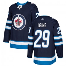 Men's Adidas Winnipeg Jets #29 Patrik Laine Authentic Navy Blue Home NHL Jersey