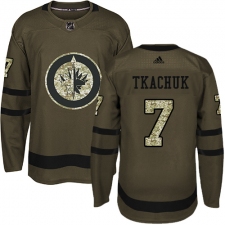 Men's Adidas Winnipeg Jets #7 Keith Tkachuk Authentic Green Salute to Service NHL Jersey