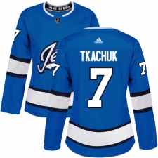 Women's Adidas Winnipeg Jets #7 Keith Tkachuk Authentic Blue Alternate NHL Jersey