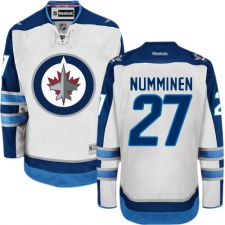 Men's Reebok Winnipeg Jets #27 Teppo Numminen Authentic White Away NHL Jersey
