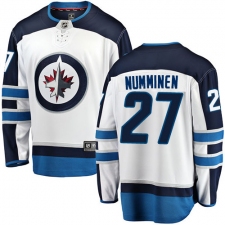 Men's Winnipeg Jets #27 Teppo Numminen Fanatics Branded White Away Breakaway NHL Jersey