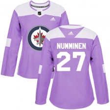 Women's Adidas Winnipeg Jets #27 Teppo Numminen Authentic Purple Fights Cancer Practice NHL Jersey