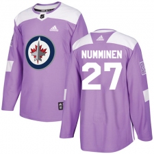 Youth Adidas Winnipeg Jets #27 Teppo Numminen Authentic Purple Fights Cancer Practice NHL Jersey