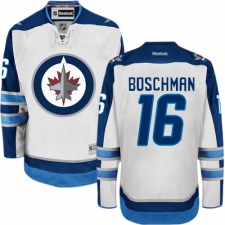 Men's Reebok Winnipeg Jets #16 Laurie Boschman Authentic White Away NHL Jersey