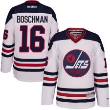 Men's Reebok Winnipeg Jets #16 Laurie Boschman Premier White 2016 Heritage Classic NHL Jersey