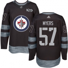 Men's Adidas Winnipeg Jets #57 Tyler Myers Authentic Black 1917-2017 100th Anniversary NHL Jersey