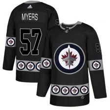 Men's Adidas Winnipeg Jets #57 Tyler Myers Authentic Black Team Logo Fashion NHL Jersey