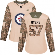 Women's Adidas Winnipeg Jets #57 Tyler Myers Authentic Camo Veterans Day Practice NHL Jersey