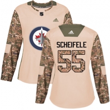 Women's Adidas Winnipeg Jets #55 Mark Scheifele Authentic Camo Veterans Day Practice NHL Jersey