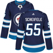 Women's Adidas Winnipeg Jets #55 Mark Scheifele Authentic Navy Blue Home NHL Jersey