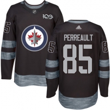 Men's Adidas Winnipeg Jets #85 Mathieu Perreault Premier Black 1917-2017 100th Anniversary NHL Jersey