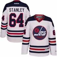 Men's Reebok Winnipeg Jets #64 Logan Stanley Authentic White 2016 Heritage Classic NHL Jersey