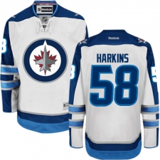 Men's Reebok Winnipeg Jets #58 Jansen Harkins Authentic White Away NHL Jersey