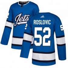 Men's Adidas Winnipeg Jets #52 Jack Roslovic Authentic Blue Alternate NHL Jersey