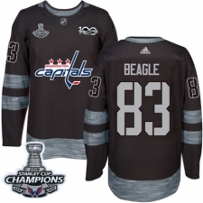 Men's Adidas Washington Capitals #83 Jay Beagle Authentic Black 1917-2017 100th Anniversary 2018 Stanley Cup Final Champions NHL Jersey