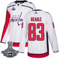 Men's Adidas Washington Capitals #83 Jay Beagle Authentic White Away 2018 Stanley Cup Final Champions NHL Jersey