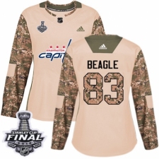 Women's Adidas Washington Capitals #83 Jay Beagle Authentic Camo Veterans Day Practice 2018 Stanley Cup Final NHL Jersey