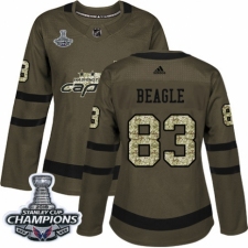 Women's Adidas Washington Capitals #83 Jay Beagle Authentic Green Salute to Service 2018 Stanley Cup Final Champions NHL Jersey